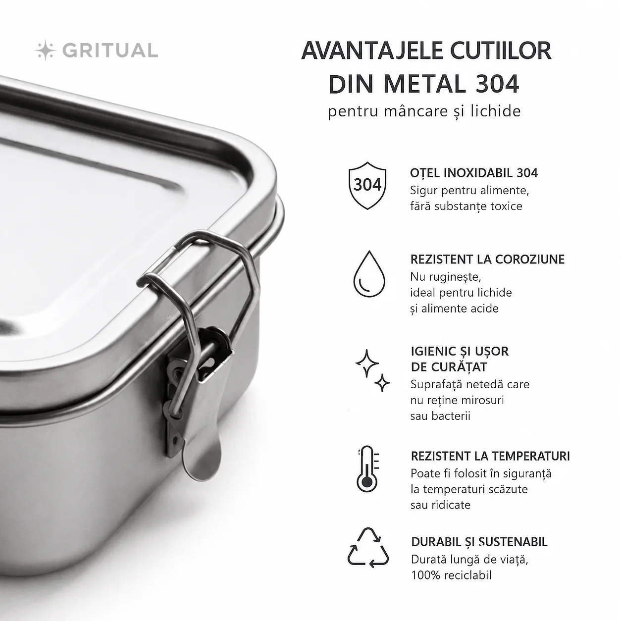 Cutii Metal Inox 304 GRITUAL, detaliu