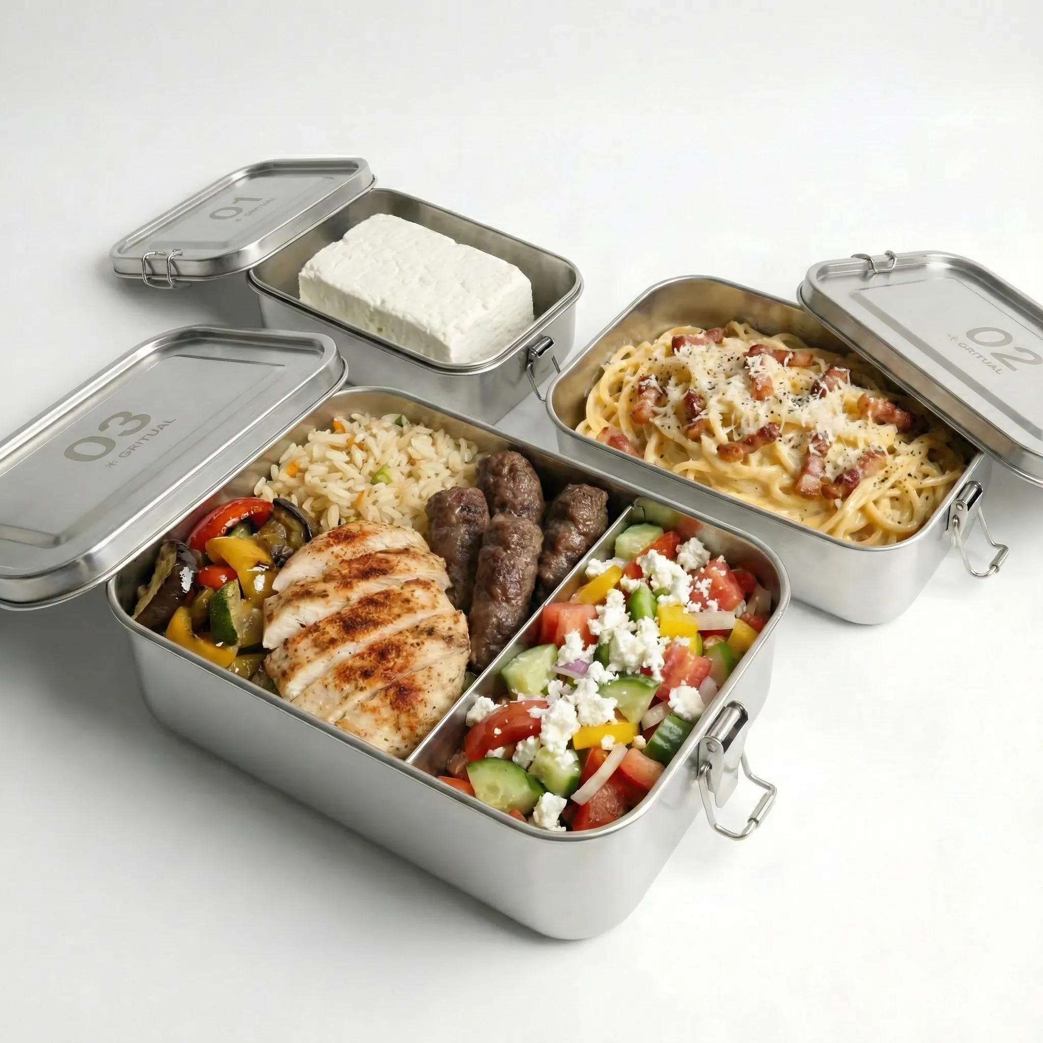 GRITUAL Steel Containers Set - with food
